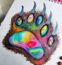 a colorful drawing of a bear paw