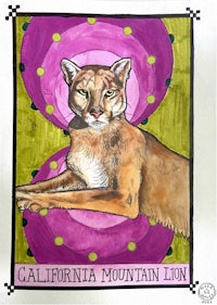 california mountain lion watercolor painting