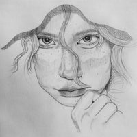 a drawing of a girl with freckles on her face